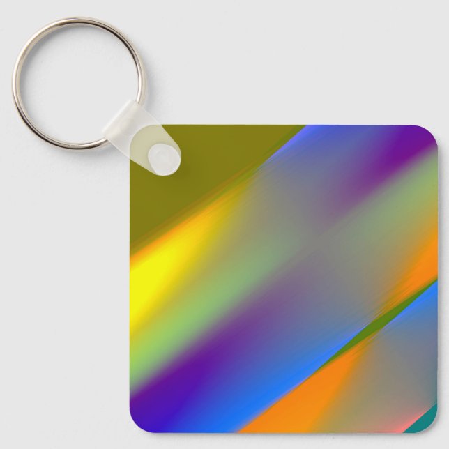 Blue red yellow green abstract pattern orangpurple key ring (Front)