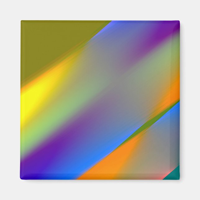 Blue red yellow green abstract pattern orangpurple magnet (Front)