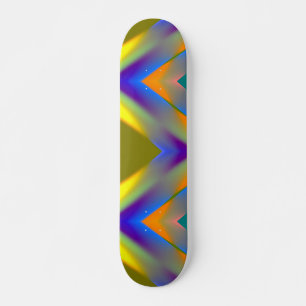 Blue red yellow green abstract pattern orangpurple skateboard