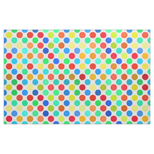 Blue Red Yellow Green Orange Polka Dots Pattern Fabric