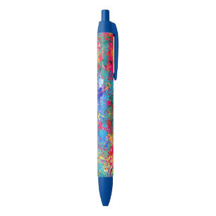 Blue Red Yellow Green Pink Teal Splash Abstraction Ink Pen