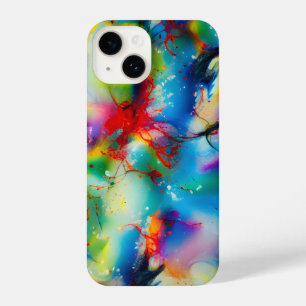 Blue Red Yellow Green Watercolor Abstraction iPhone 14 Case