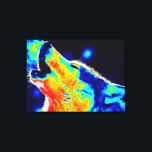 Blue Red Yellow Pop Art Wolf Wrapped Canvas<br><div class="desc">Pop Art Style Howling Wolf Portrait - Wild Animals Digital Artworks</div>