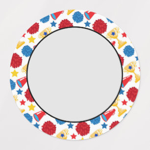 Blue Red Yellow Stars Cheerleader Pom Poms