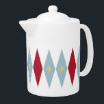 Blue Red Yellow Stars With Diamonds Retro MCM<br><div class="desc">This fabulous mid-century modern teapot features blue and red diamonds with cream coloured stars.  It's a great way to add some fun to your kitchen!</div>