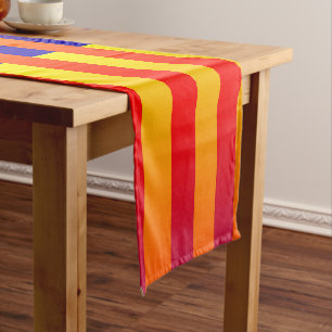 Blue Red Yellow Stripes Fleece Blanket Short Table Runner