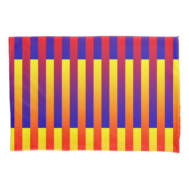 Blue Red Yellow Stripes Pillowcase (Front)