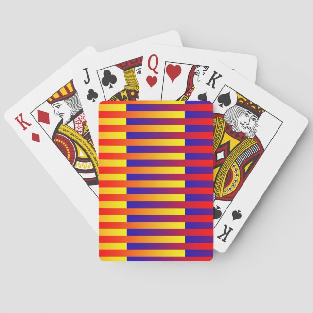 Blue Red Yellow Stripes Playing Cards (Back)
