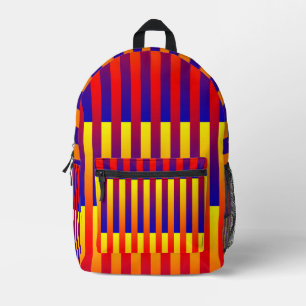Blue Red Yellow Stripes Printed Backpack