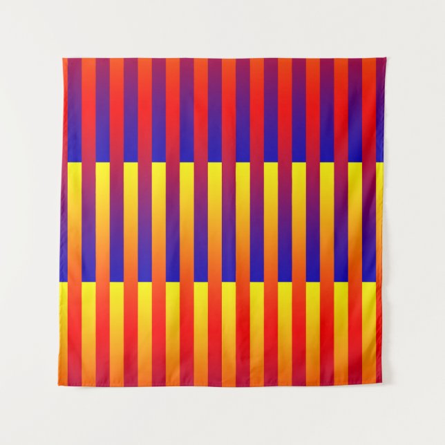Blue Red Yellow Stripes Tapestry (Front)