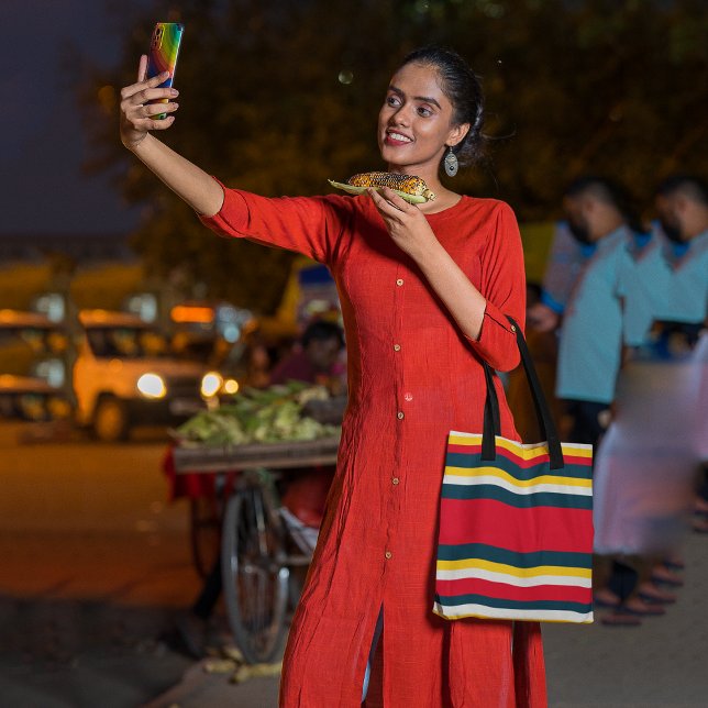 Blue Red Yellow Stripes Tote Bag (Creator Uploaded)