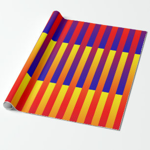 Blue Red Yellow Stripes Wrapping Paper