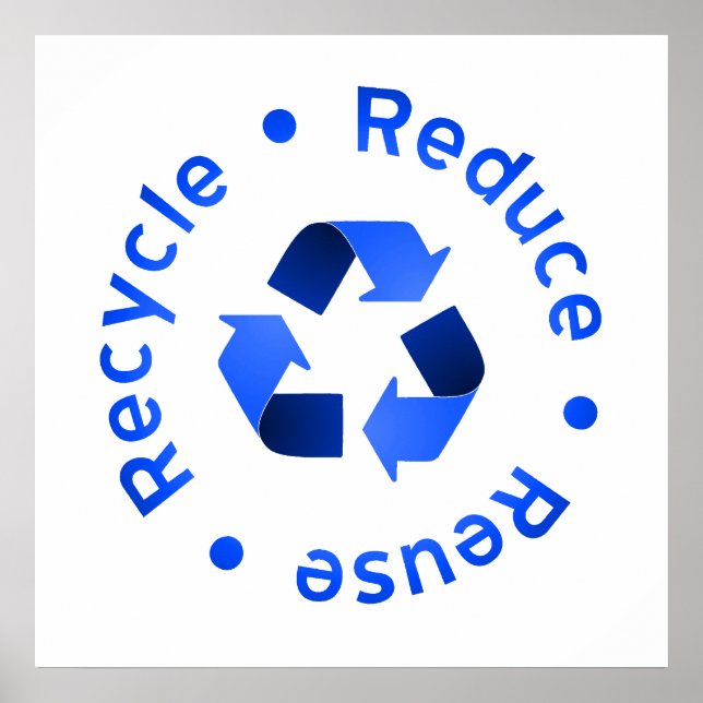 Blue Reduce Reuse Recycle Poster (Front)