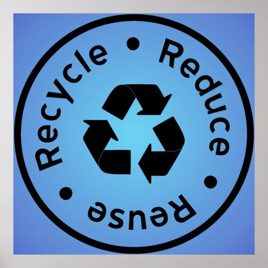 Blue Reduce, Reuse, Recycle Poster | Zazzle.co.uk