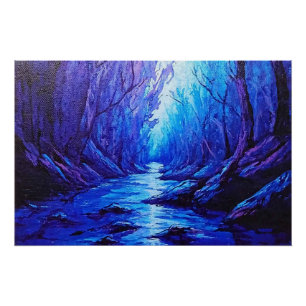 Blue Reflections in the Mystical Forest Poster