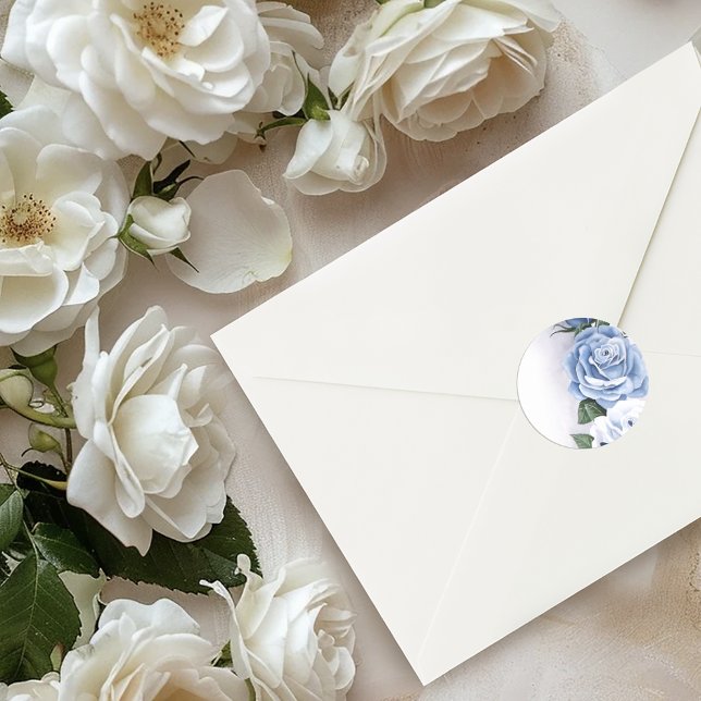 Blue Regency Bridgerton Rose Classic Round Sticker (Creator Uploaded)