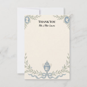 Blue Regency Cameo Wedding Thank You Card