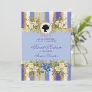 Blue Regency Era Sweet Sixteen Invitation