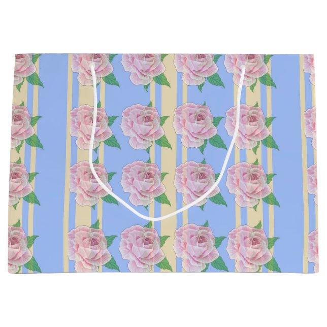 Blue Regency Roses Large Gift Bag (Front)