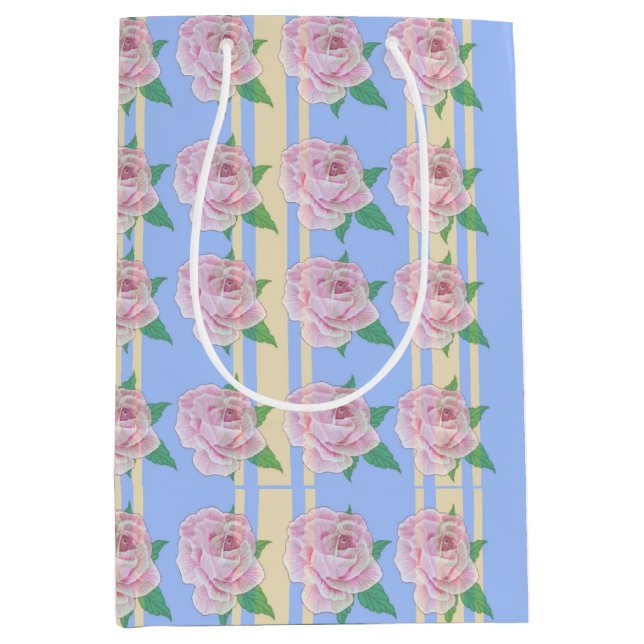 Blue Regency Roses Medium Gift Bag (Front)
