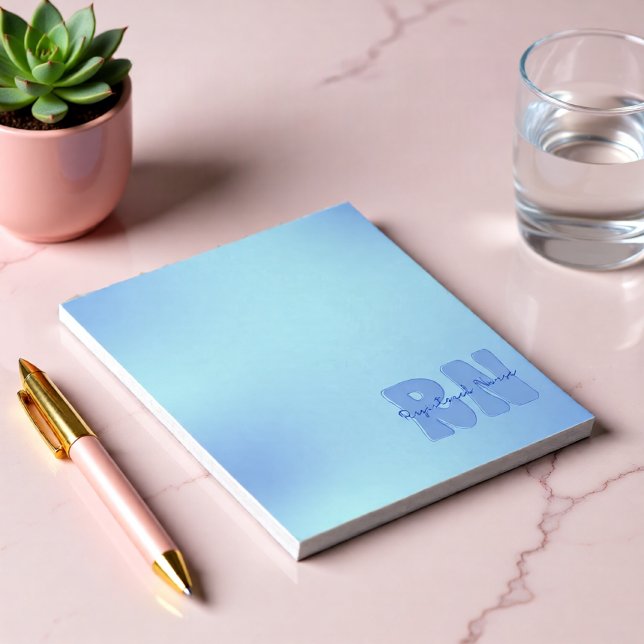 Blue Registered Nurse Notepad (Registered Nurse RN Minimal Embossed-Style Blue Notepad)