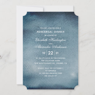 Blue rehearsal dinner. Watercolor navy modern Invitation