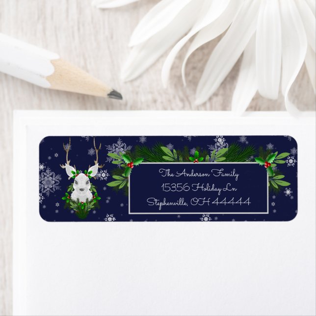 Blue Reindeer Address Labels (Insitu)