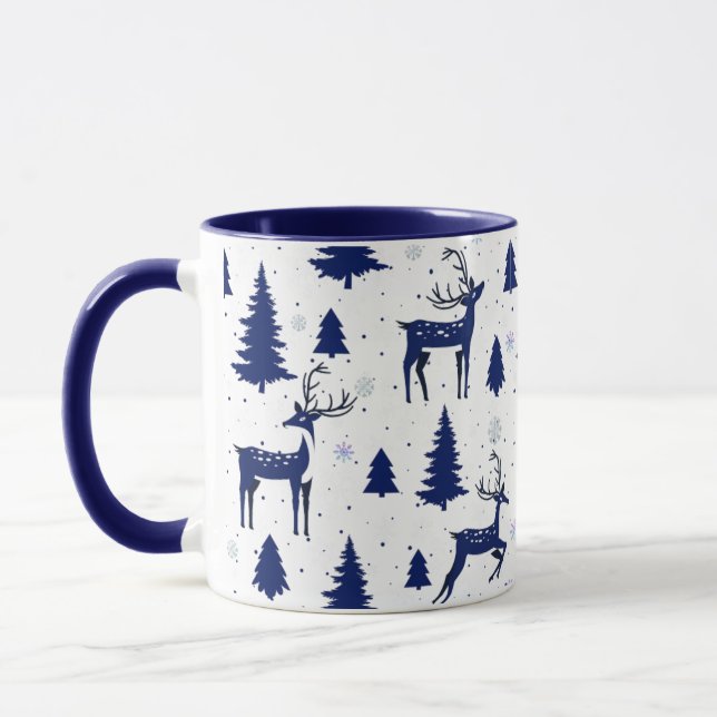 Blue Reindeer Christmas Mug (Left)