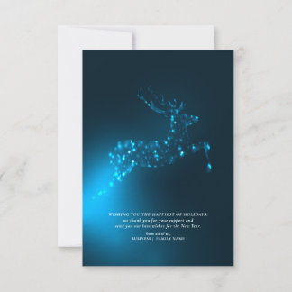 Blue Reindeer Elegant Business Corporate Christmas Thank You Card