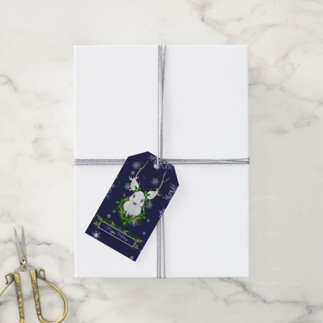 Blue Reindeer Gift Tag (With Twine)
