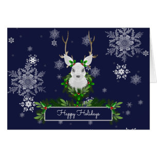 Blue Reindeer Greeting Card