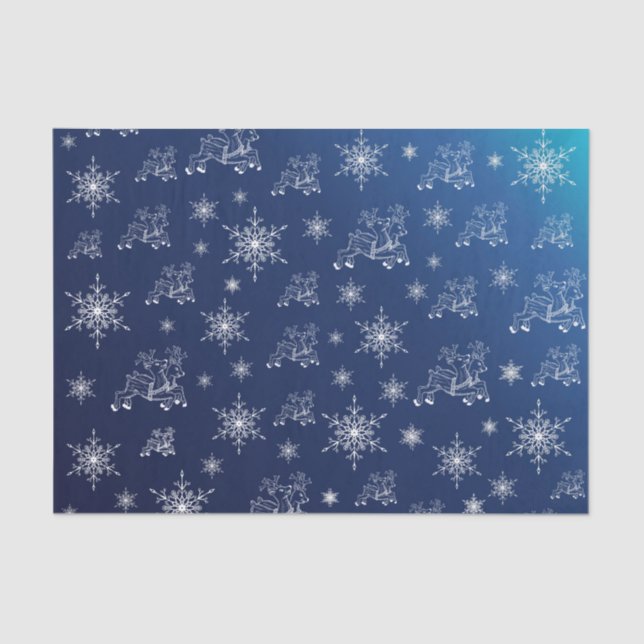 blue,reindeer, star, stars, snowflake, christmas tissue paper (Front)