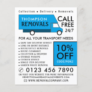 Blue Removal Van, Removal Company Advertising Flyer