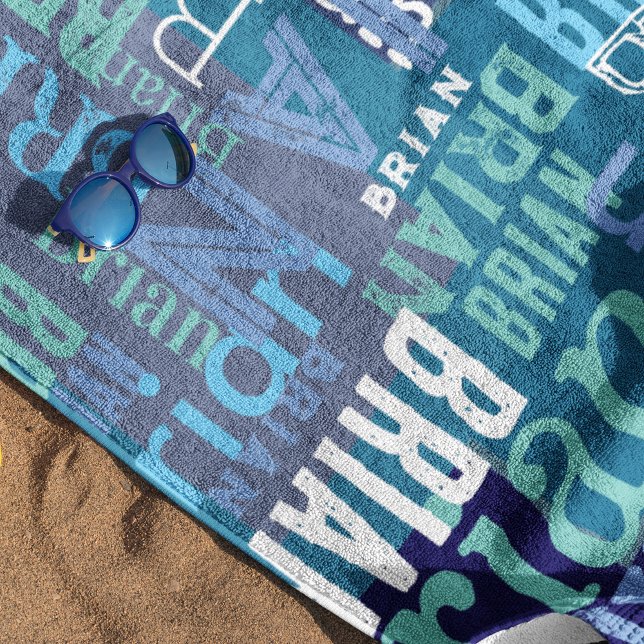 Blue Repeating Names Beach Towel (Creator Uploaded)