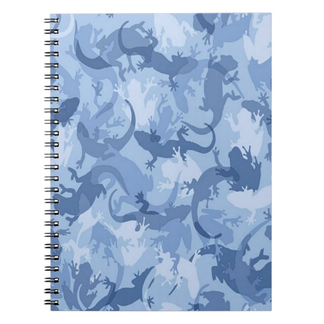 Blue Reptile Camouflage Spiral Notebook (Front)