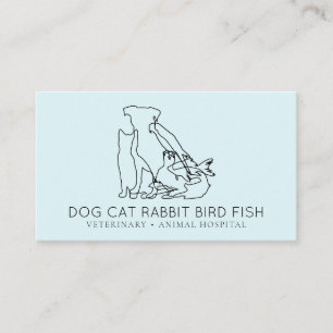 Blue Rescue Veterinary Dog cat fish rabbit bird Business Card