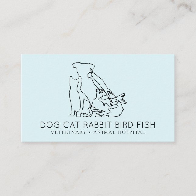 Blue Rescue Veterinary Dog cat fish rabbit bird Business Card (Front)