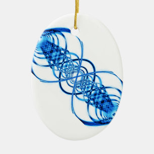 Blue resonance wave oval ornament