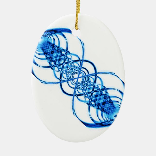 Blue resonance wave oval ornament (Front)