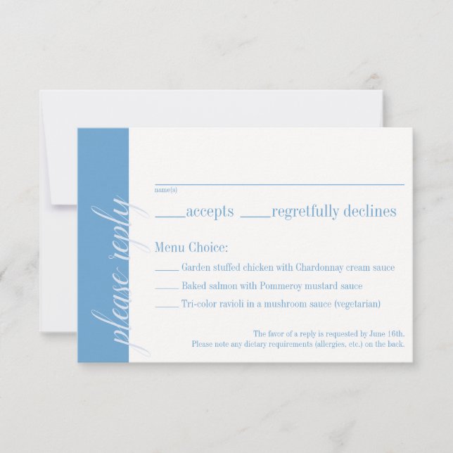 Blue Response Card, Caroline Wedding Invitation (Front)