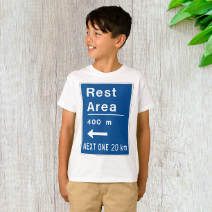 Blue Rest Area Road Sign Boys T-Shirt