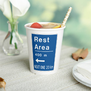 Blue Rest Area Road Sign Paper Cups