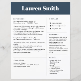 Blue Resume | One-Page Resume | Entry-Level Resume