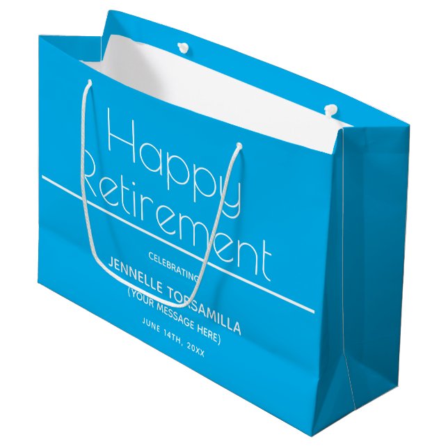 Blue Retirement Party Large Gift Bag (Front Angled)