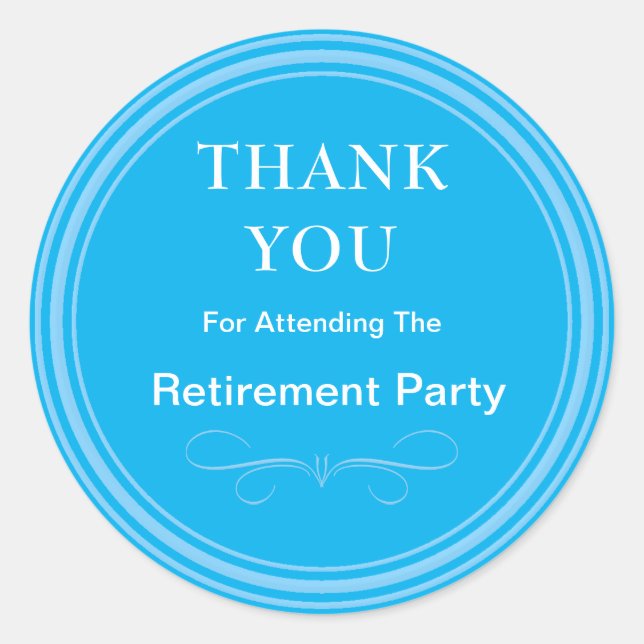 Blue Retirement Thank You Classic Round Sticker (Front)