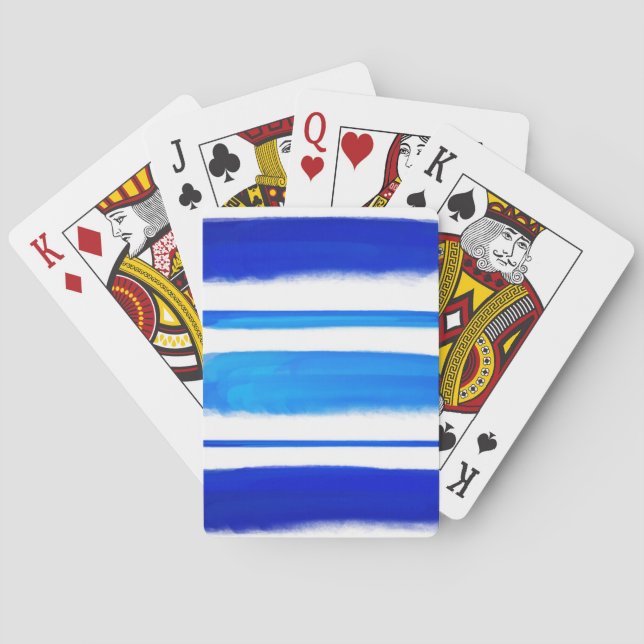 Blue Retro Abstract Painting Playing Cards (Back)
