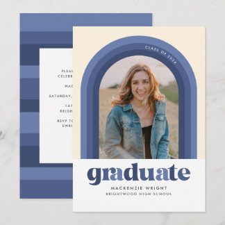 Blue Retro Arch Graduation Announcement