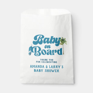 Blue Retro Baby On Board Surf Baby Shower  Favour Bags