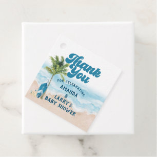Blue Retro Baby On Board Surf Baby Shower  Favour Tags