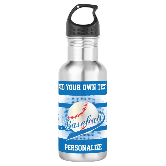 Blue Retro Baseball Style 532 Ml Water Bottle (Front)